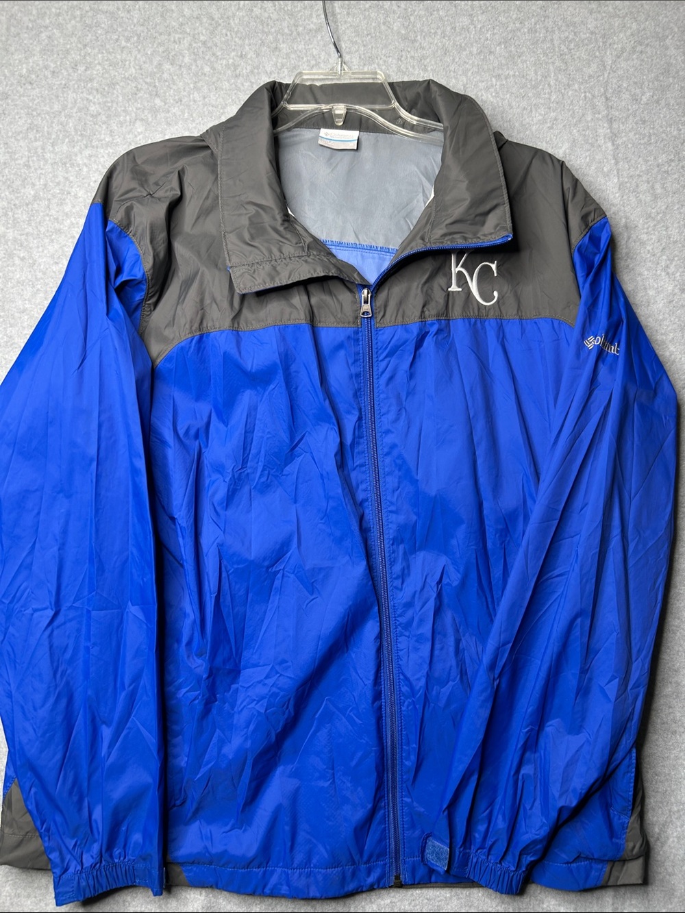 Columbia Blue and Gray Windbreaker‎ Jacket with KC Embroidery